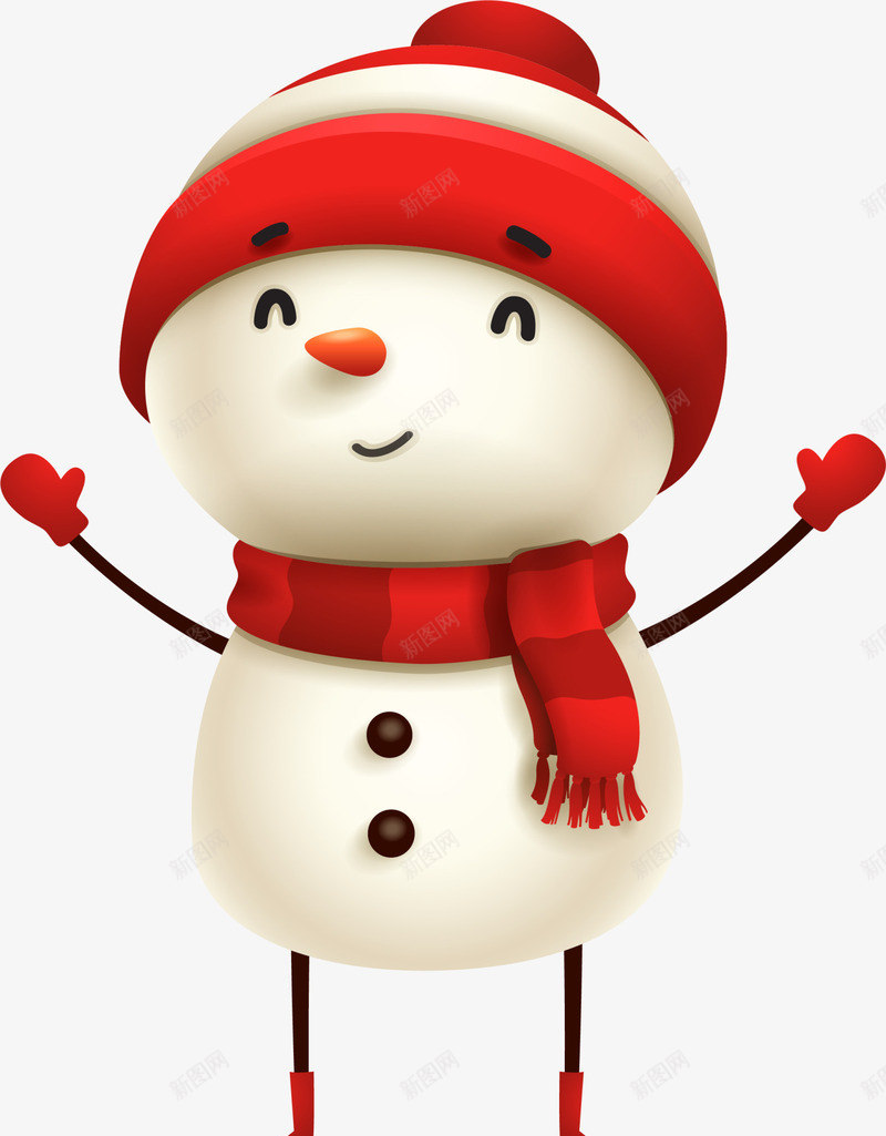 冬季白色雪人png免抠素材_新图网 https://ixintu.com 冬季雪人 可爱雪人 开心 白色雪人 笑脸 红色围巾
