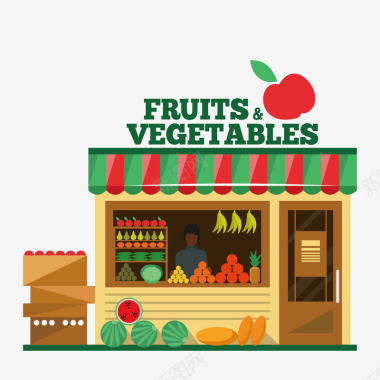 创意简约蔬果店图案矢量图图标图标