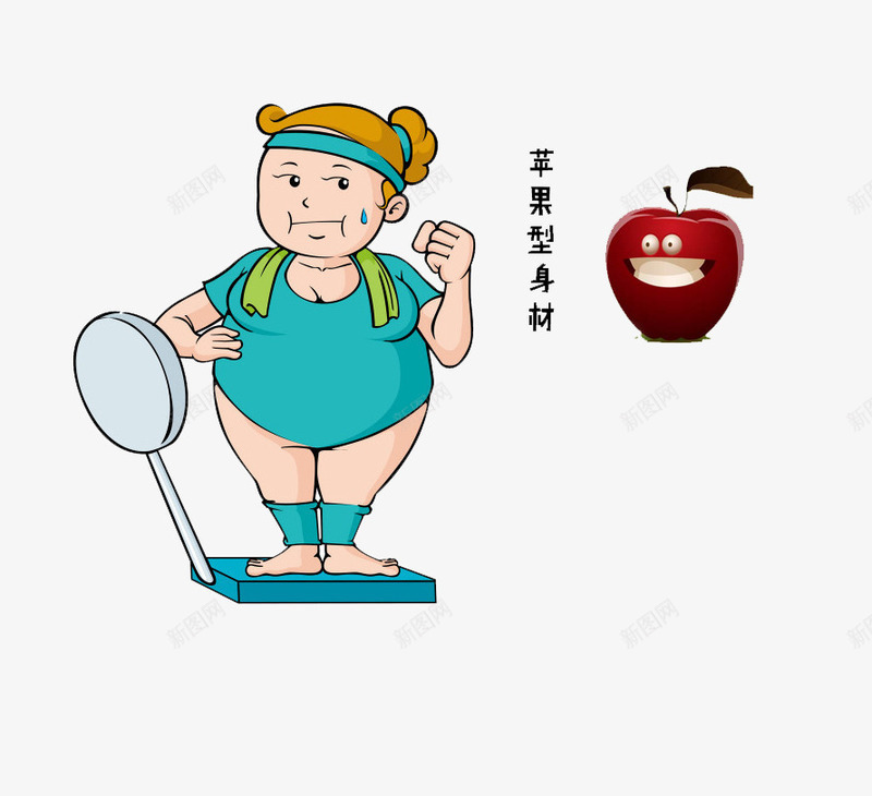 苹果型身材png免抠素材_新图网 https://ixintu.com 卡通 女孩 苹果 身材