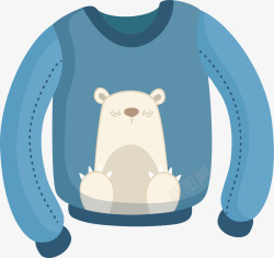 白熊毛衣冬季大白熊图案蓝色毛衣矢量图高清图片