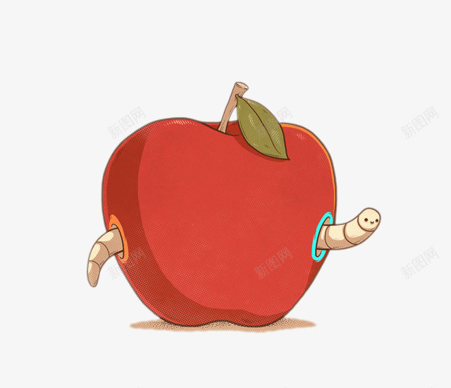 被虫子咬了的红苹果png免抠素材_新图网 https://ixintu.com 卡通 水果 苹果 虫子