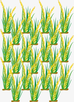 卡通金色稻田植物素材