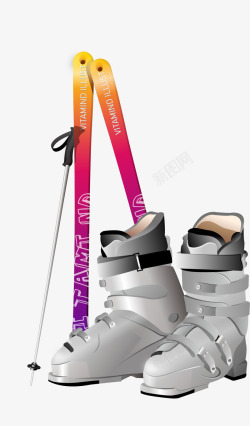 冬季各式滑雪工具素材