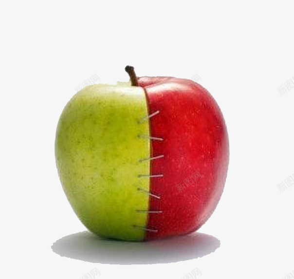 缝合的苹果png免抠素材_新图网 https://ixintu.com 伤疤 元素 圆形 红和绿 苹果