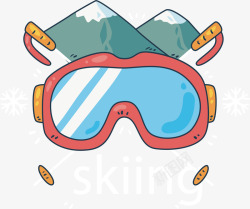 红色滑雪眼镜标签矢量图素材