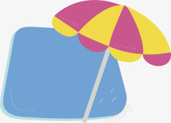 卡通夏日休闲遮阳伞标贴矢量图素材