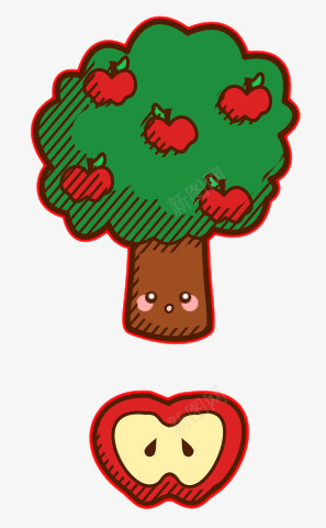 结满了红色苹果的树psd免抠素材_新图网 https://ixintu.com 大树 果实 果树 红苹果 苹果