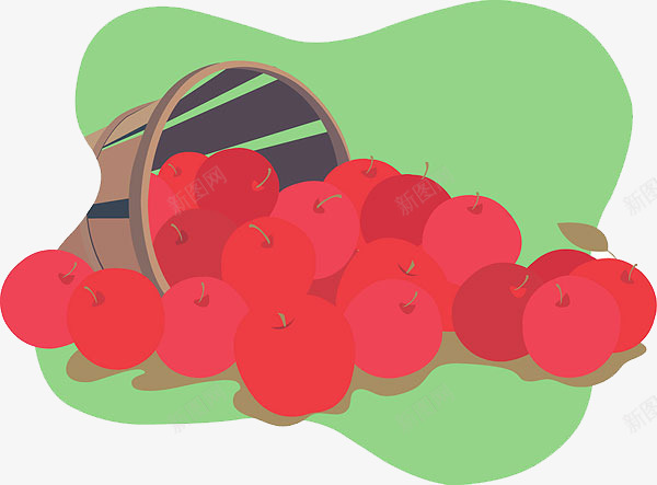 一筐苹果png免抠素材_新图网 https://ixintu.com 一筐 卡通 手绘 棕色 水果 红色 绿色 苹果