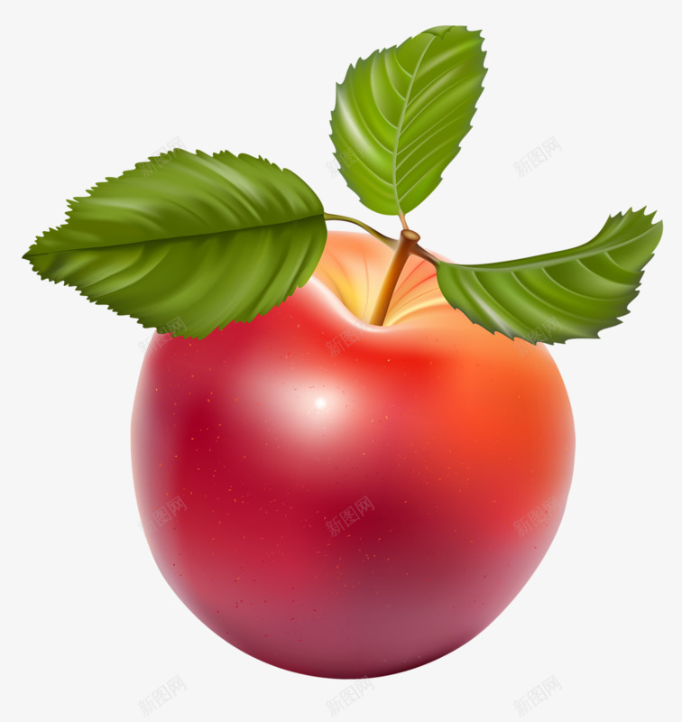 一个红苹果png免抠素材_新图网 https://ixintu.com 一个 叶子 水果 红色 红苹果