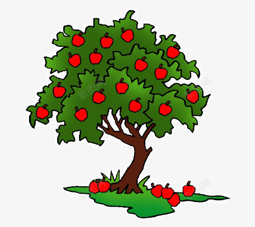 卡通苹果树png免抠素材_新图网 https://ixintu.com 果子 果实 树木 红色 苹果