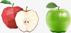 青苹果果肉手绘苹果高清图片