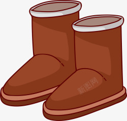 温暖的靴子冬季卡通棕色雪地靴高清图片