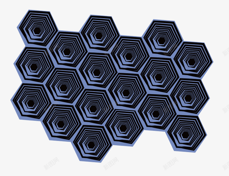 蓝黑色组合六边形框架png免抠素材_新图网 https://ixintu.com 个性海报背景 圆角六边形 矢量蓝色六边形 蓝色叠加六边形 蜂窝六边形