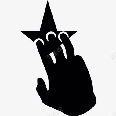 三指一个黑色的手在星状图标图标