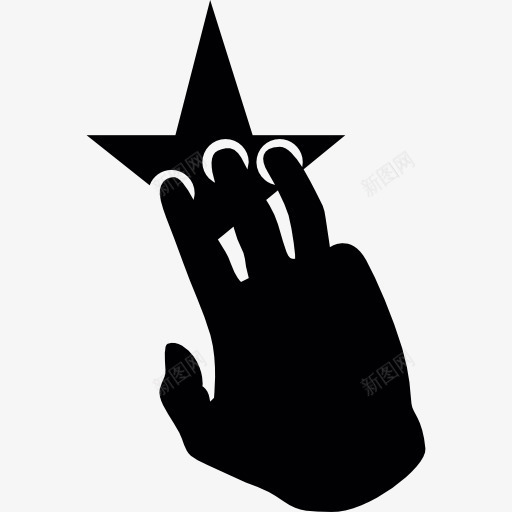 三指一个黑色的手在星状图标png_新图网 https://ixintu.com 一方面 手势 手指 最喜爱的明星 触摸屏