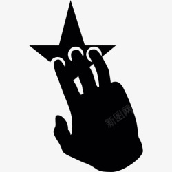 最喜爱的明星三指一个黑色的手在星状图标高清图片