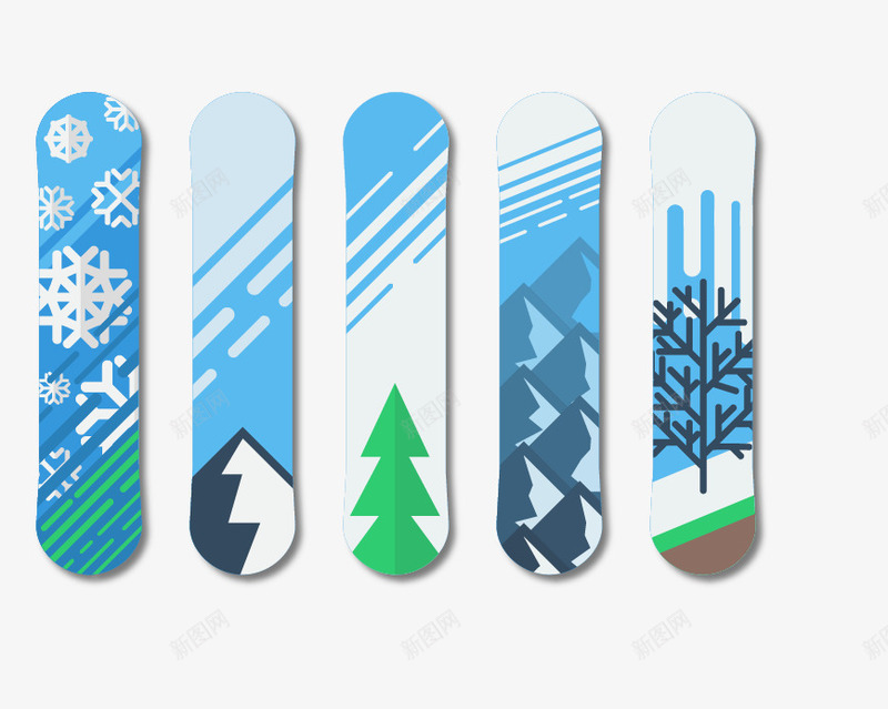 蓝色冬季滑雪板png免抠素材_新图网 https://ixintu.com 圣诞树花纹 滑雪板 矢量素材 蓝色 雪花花纹