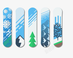 蓝色滑雪板蓝色冬季滑雪板高清图片