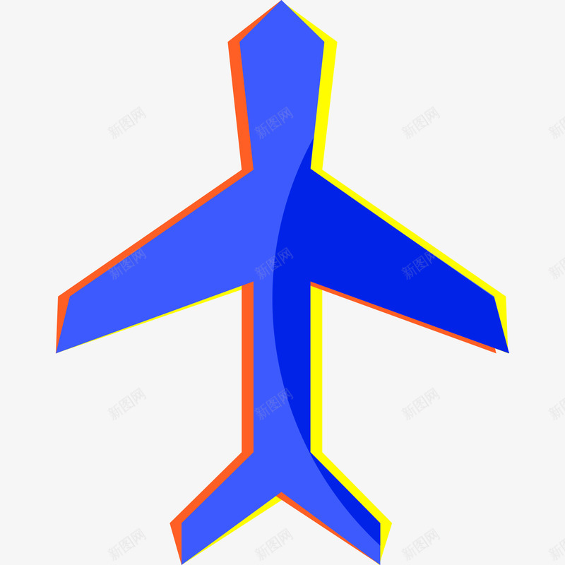 蓝色扁平化飞机元素图标png_新图网 https://ixintu.com 光泽 出行 卡通图标 扁平化 渐变 蓝色 起飞 飞机