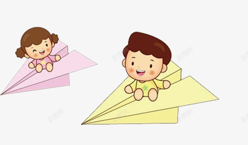 飞翔中png免抠素材_新图网 https://ixintu.com 小孩 手绘 纸飞机 飞机