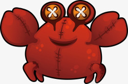 毛绒玩具红色螃蟹矢量图素材
