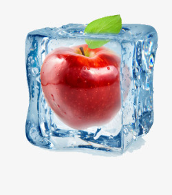 一颗苹果一颗冰冻的苹果高清图片