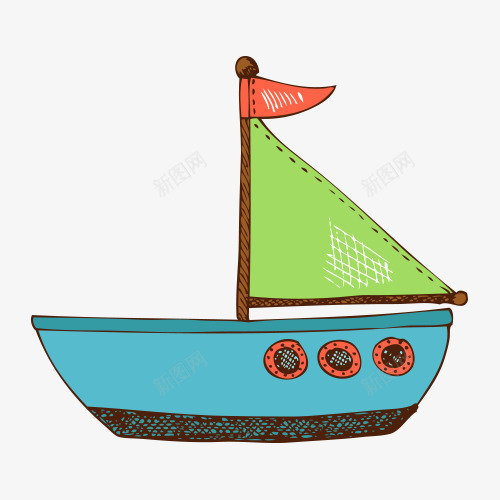 卡通帆船png免抠素材_新图网 https://ixintu.com 儿童 卡通 手绘 玩具