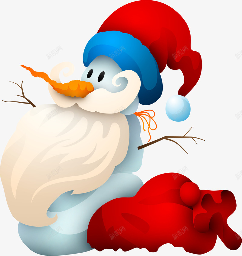 卡通雪人装饰图案png免抠素材_新图网 https://ixintu.com 免抠PNG 冬季 创意圣诞 圣诞袋子 新年 红色礼袋 雪人圣诞老人