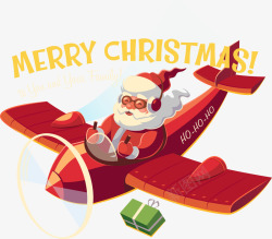 开飞机的圣诞老人手绘圣诞节开飞机的圣诞老人装饰矢量图高清图片