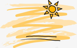 黄色手绘夏日线条素材