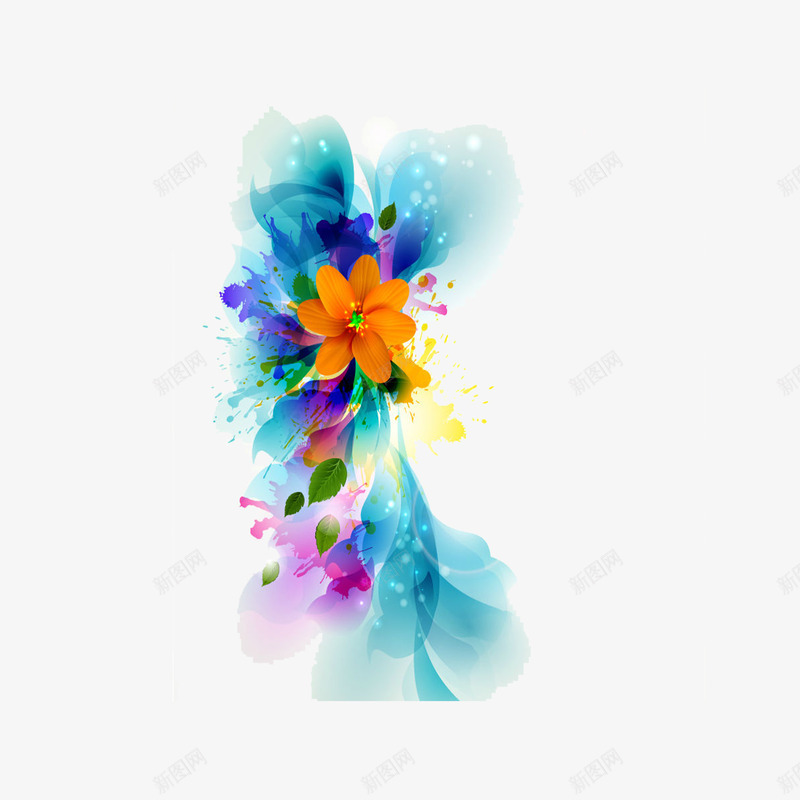 彩喷花卉png免抠素材_新图网 https://ixintu.com 光效 光晕 花卉 花朵