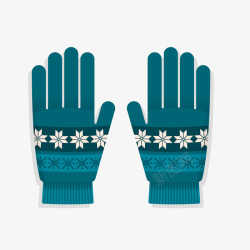 卡通蓝色的冬季手套矢量图素材