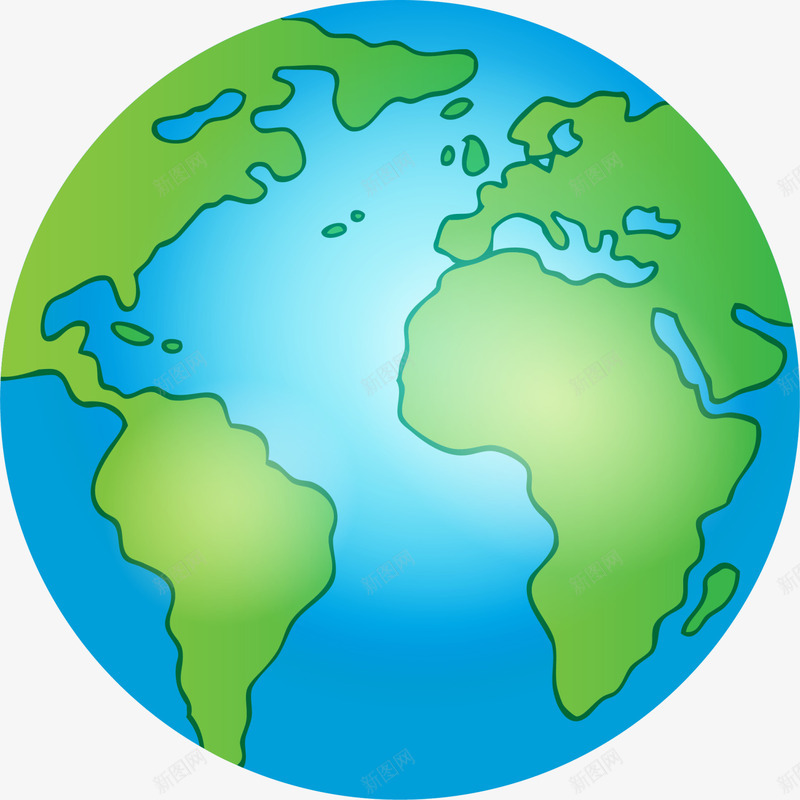 世界地球日蓝色卡通地球png免抠素材_新图网 https://ixintu.com 世界地球日 卡通地球 地球大洲 白色光晕 绿色大洲 蓝色地球