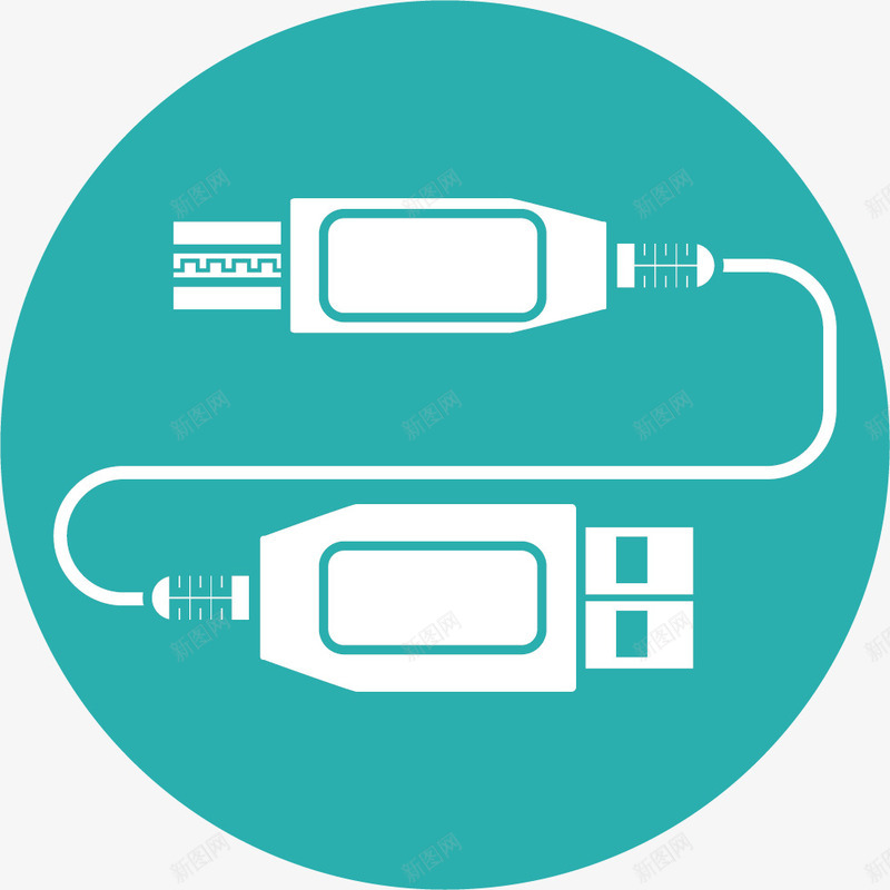 蓝色数据线图标png_新图网 https://ixintu.com USB接口 USB数据线 typec 数据线 苹果数据线 苹果线 蓝色