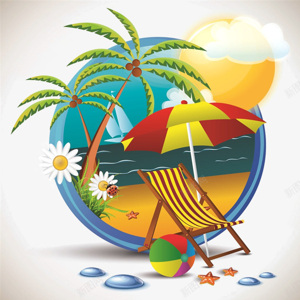 夏季图标png_新图网 https://ixintu.com png图形 png装饰 夏季 太阳伞 装饰 躺椅