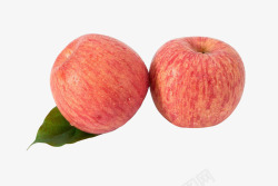两个带绿叶的桃子带露珠的苹果高清图片