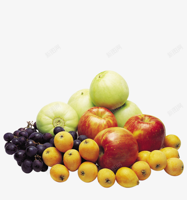 一堆水果png免抠素材_新图网 https://ixintu.com 植物 苹果 葡萄 食物