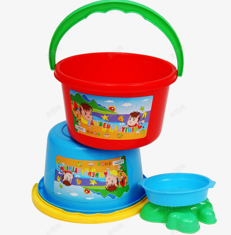 儿童玩具桶png免抠素材_新图网 https://ixintu.com 卡通 塑料桶 水桶 玩具桶