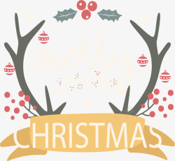 鹿角框圣诞节鹿角树枝标题框矢量图高清图片