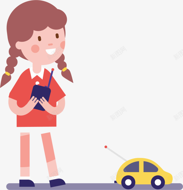 儿童节玩遥控汽车的女孩png免抠素材_新图网 https://ixintu.com 儿童节 开心 玩具汽车 玩耍 玩遥控汽车的女孩 黄色汽车