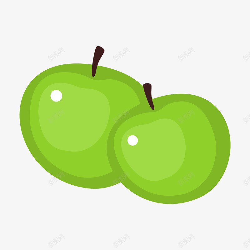 绿色圆弧苹果元素矢量图图标ai_新图网 https://ixintu.com 卡通 图标 圆弧 扁平化 绿色 苹果 食物 高光 矢量图