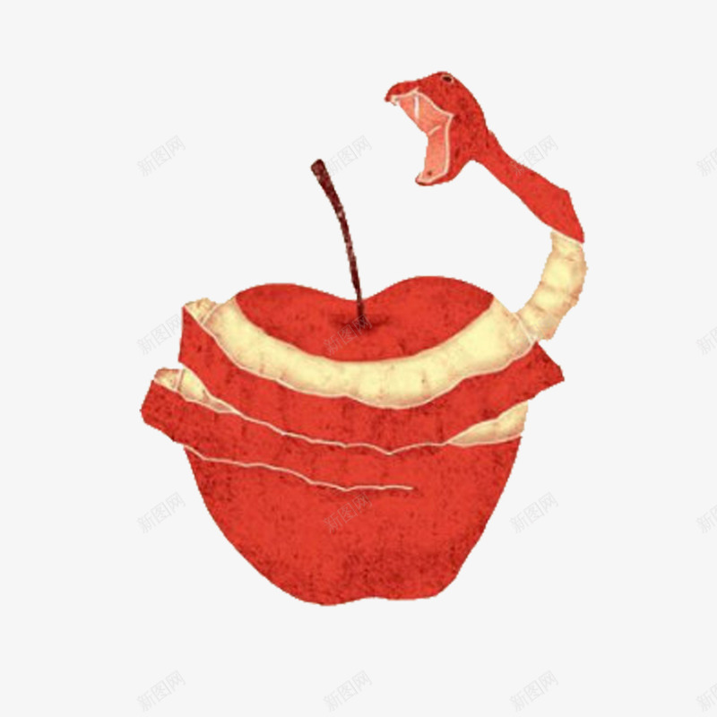 苹果红蛇png免抠素材_新图网 https://ixintu.com PNG免费素材 水果 水果创意免费素材 红色苹果 苹果创意设计