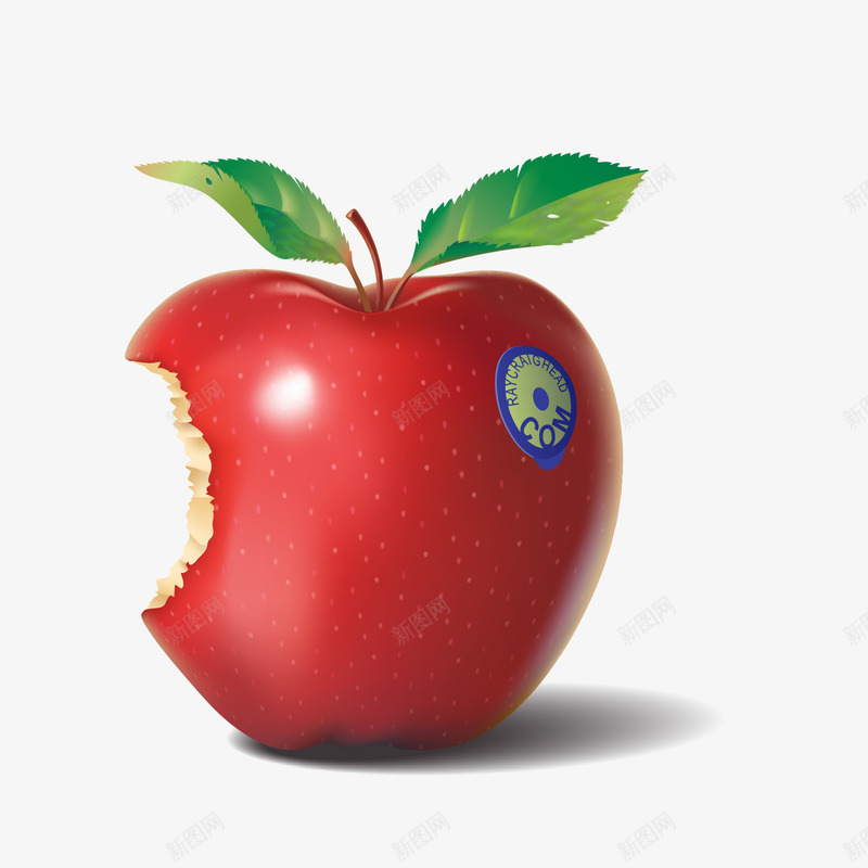 被咬一口的红苹果png免抠素材_新图网 https://ixintu.com 叶子 咬一口 红苹果