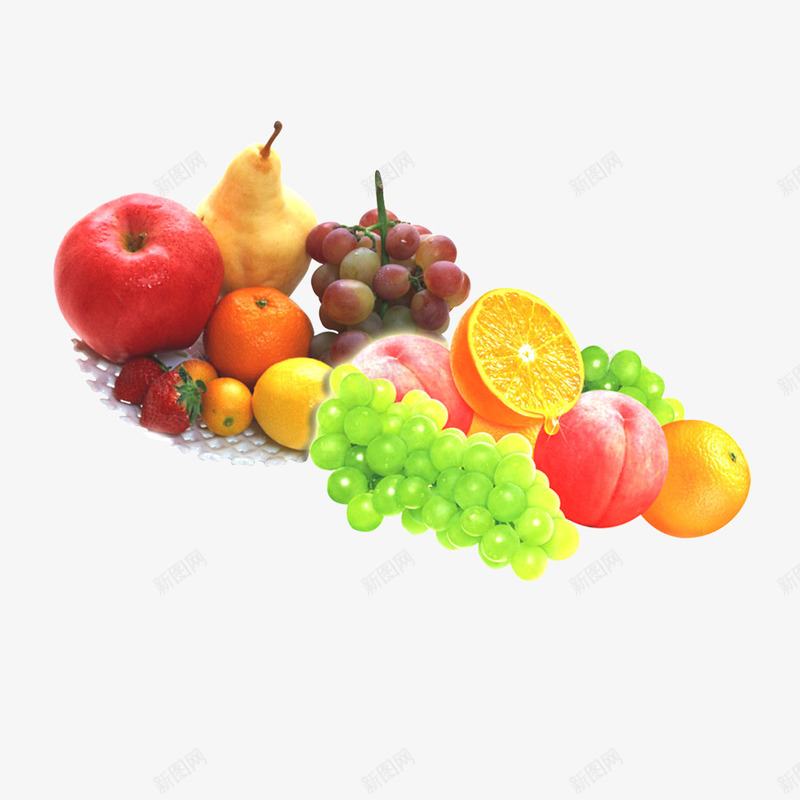 一堆水果png免抠素材_新图网 https://ixintu.com 梨 橘子 水果 绿葡萄 苹果