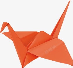 橘色纸鹤纸鹤矢量图高清图片