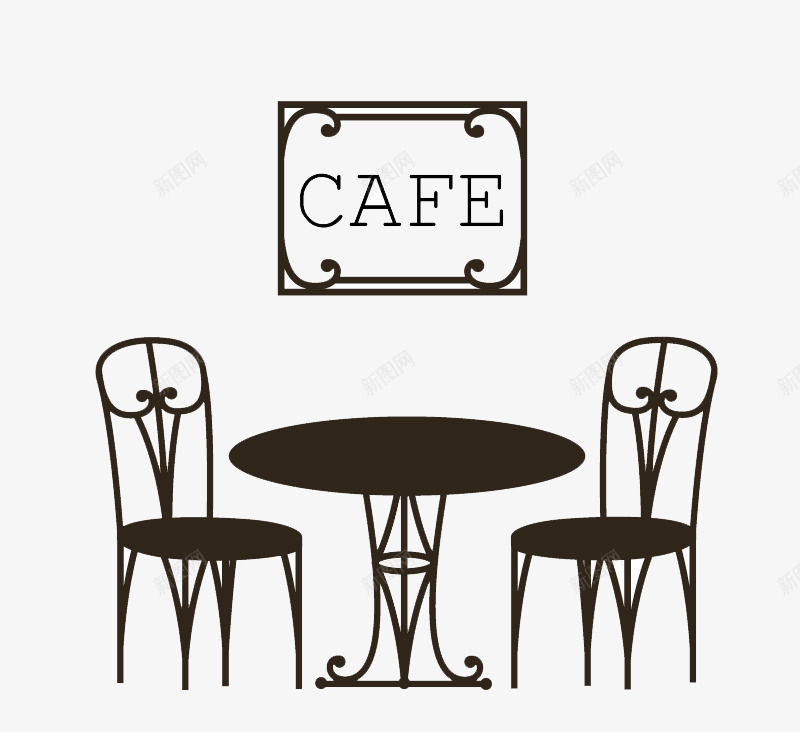 黑色咖啡馆桌椅png免抠素材_新图网 https://ixintu.com 咖啡馆 啡 店铺 桌子
