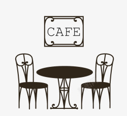 黑色大理石咖啡桌椅黑色咖啡馆桌椅高清图片