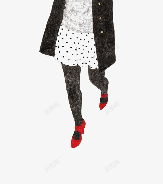 黑丝png免抠素材_新图网 https://ixintu.com 女生 手绘丝袜 红色高跟鞋 美腿 黑丝袜