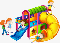 游戏滑梯彩色立体儿童节孩子高清图片