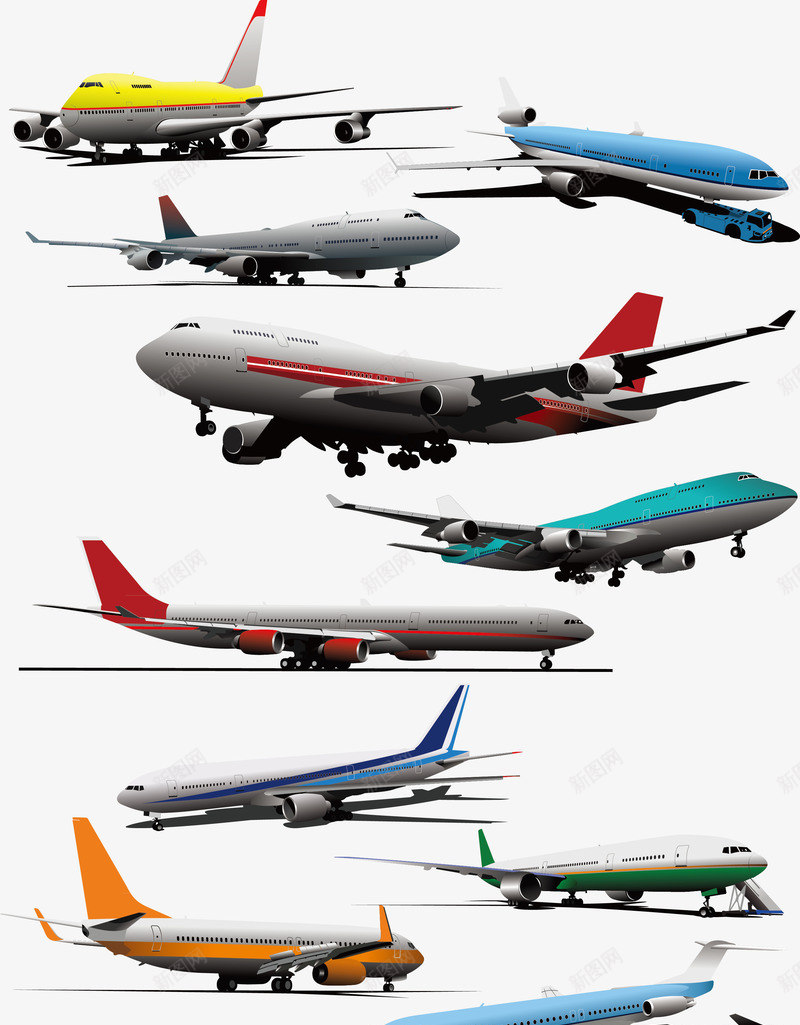 多款实用飞机片免费下png免抠素材_新图网 https://ixintu.com 交通 彩色 航空 运输 飞机
